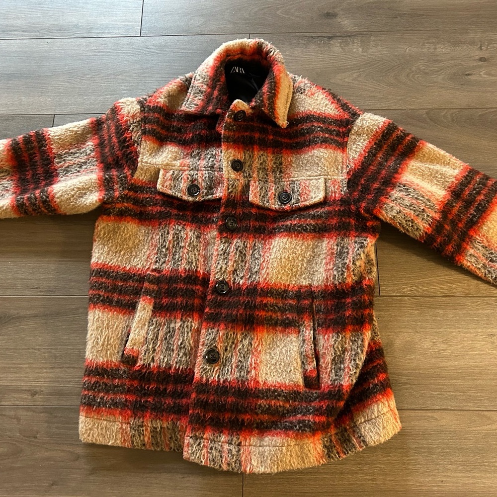 Plaid Women’s Jacket - Red and Beige